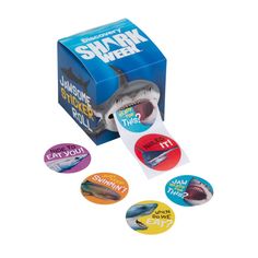 shark week stickers in a box