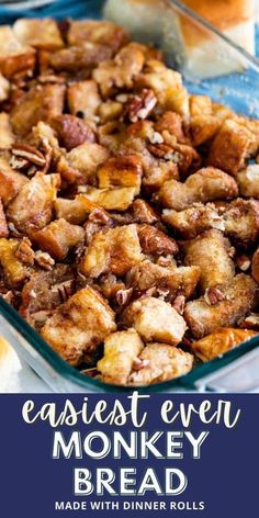 an easy and tasty looking monkey bread recipe made with dinner rolls for breakfast or brunch