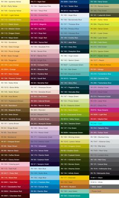 the color chart for different types of paint