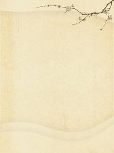 an old paper with branches and snow on the bottom, in front of a beige background