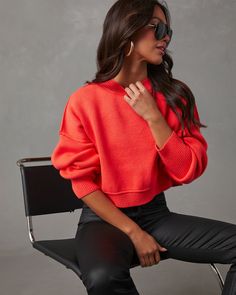 Cropped and incredibly cute for fall, the Stanton Cropped Crewneck Sweatshirt in ivory is exactly what your capsule wardrobe needs! Made from ribbed knit fabric with drop shoulders and exposed seams. Style it with faux leather bottoms or denim. ● Cropped fit ● Crew neckline ● Drop shoulders ● Exposed seams ● Non-stretch ribbed knit fabric ● 54% Cotton 34% Acrylic 11% Polyester Vici Collection, Cropped Crewneck, Wardrobe Needs, Select Shop, Coral Blue, Crop Sweatshirt, Coral Color, Relaxed Style, Crewneck Sweater