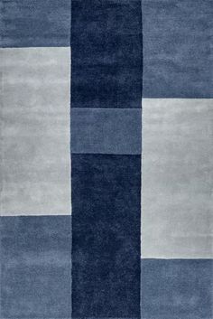 a rug with blue and white squares on it