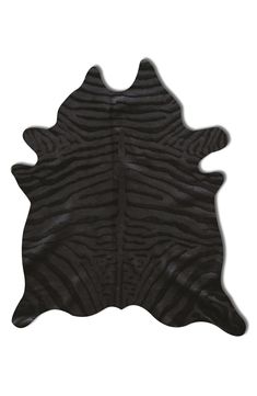 a black and white animal skin rug on a white background with the image of a zebra print