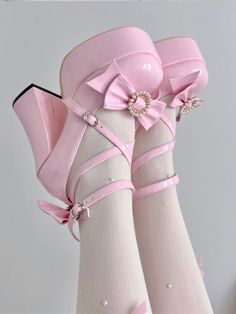 Pink Platform, Dr Shoes, Cute Shoes Heels, Pink Platforms, Kawaii Shoes, Fancy Shoes, Cute Heels, Girly Shoes, Block Heel Shoes