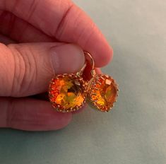 "Liquid Sunshine FIRE Opal Gold Earrings, rare color Fire CRYSTAL stones, shimmering red orange yellow color crystal stones, Royal You LIMITED RUN: these are no foil back versions of these stunning discontinued Fire Opal color CRYSTAL stones, so a limited run of earrings! These no foil back versions bring to mind the term \"liquid sunshine\", with the closed backs of the stunning CUSTOM gold plated brass lever backs reflecting light thru the crystal stones: gorgeous!  FIRE Jewelry:  I'm SO excit Cake Makeover, Orange Yellow Color, Fire Crystal, Liquid Sunshine, Fire Jewelry, Fire Opal Earrings, Orange Jewelry, Reflecting Light, Edwardian Jewelry