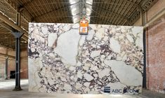 a large marble slab in an industrial building