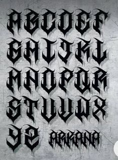 an old fashioned gothic alphabet with black lettering