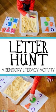 the letter hunt is a fun activity for toddlers to practice their letters and numbers