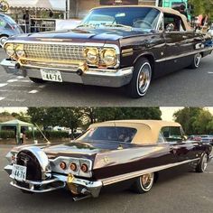 two pictures of an old car in different stages of being restored, and then the same one