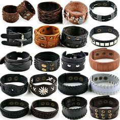 many different types of leather bracelets