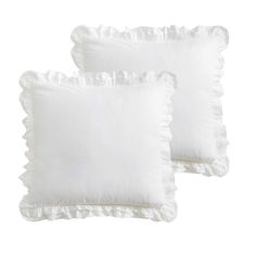 two white pillows with ruffled edges