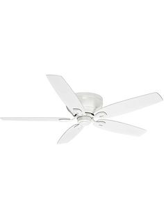 a white ceiling fan with four blades