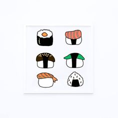 an image of sushi stickers on a white background