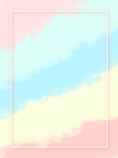 a pastel colored background with a white square frame