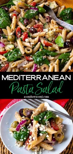 this mediterranean pasta salad is loaded with fresh vegetables and fettuccine, then topped with parmesan cheese