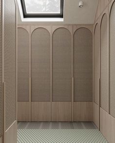 Arch rattan inset detail wardrobe design Wood Closet Doors, Rattan Bedroom, Dream Closet Design, Japandi Interior, Walk In Closets, Wall Closet