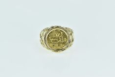 14K 1989 1/20th Oz Chinese Panda Coin Ring Size 10.25 Yellow Gold *Weight: 7.1g *Composition: 14k Gold Marked *Condition: Estate:Good *Ring Size: 10.25 *Era: Vintage *Notes: The coin is composed of 0.999 gold Estimated Retail Replacement Value: $2,099.99 Please note: Unless otherwise noted, our items are solid gold (i.e. if it is listed as 14K Gold, it means it is solid 14K, not gold plated). Where applicable, all diamonds are graded according to GIA grading standards, the diamonds are NOT enhanced, unless noted. All gemstone weights are approximations based on measurements using industry accepted standards. *The ruler used measures in both centimeters and inches, with centimeters being closest to the item or closest to the top of the image.   *EM100250* [CTXF] Collectible 14k Yellow Gold Signet Ring, Hallmarked Yellow Gold Engraved Collectible Ring, 14k Yellow Gold Jewelry With Certificate Of Authenticity, 14k Gold Round Jewelry With Certificate Of Authenticity, Round 14k Gold Jewelry With Certificate Of Authenticity, 14k Gold Jewelry With Certificate Of Authenticity, 14k Gold Signet Ring Fine Jewelry For Collectors, Yellow Gold Rings Stamped 14k For Collectors, Collectible Yellow Gold Engraved Ring