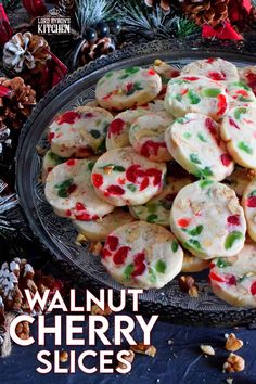 a platter filled with cookies covered in frosting