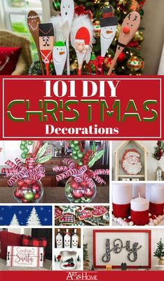 christmas decorations are featured in this collage with the words, 101 diy christmas decorations