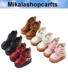 several pairs of baby shoes are shown in different colors