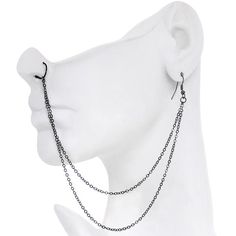 Handcrafted Pirate Booty Black Plated Ear to Nose Chain 20 Gauge 5/16" Black Metal Body Jewelry With Adjustable Chain, Adjustable Black Metal Piercings, Gothic Black Body Jewelry With Adjustable Chain, Ear To Nose Chain, Nose Chain, Nostril Piercing, Alt Aesthetic, Gothic Costume, Cool Ear Piercings