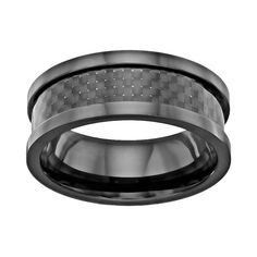 A carbon fiber inlay makes this men's black ceramic band a masculine choice.RING DETAILS Width: 8 mm Construction: black ceramic  Size: 12. Gender: male. Age Group: adult. Carbon Fiber Rings, Mens Band Rings, Rings Mens, Rings Black, Jewelry Mens, Mens Rings, Ceramic Rings, Ring Mens, Men's Jewelry Rings