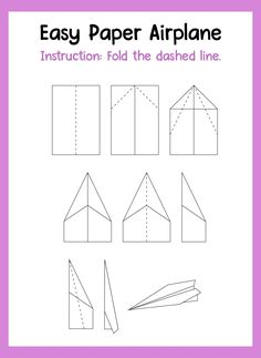 an easy paper airplane cut out to make it easier for kids to learn how to draw