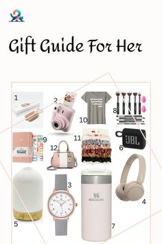 the gift guide for her is shown in white and has various items to choose from