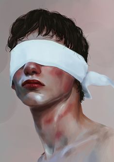 a digital painting of a man with bandages on his head