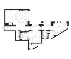 the floor plan of an apartment with three bedroom and two bathroom areas, including a living room