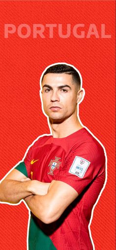 a man with his arms crossed in front of a red background and the words portugal on it