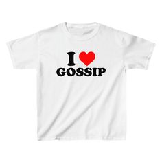 Introducing the I Love Gossip Baby Tee! This 90s-inspired tee is perfect for those who love aesthetics and staying on-trend. The Y2K design makes it a great gift for friends or yourself. Express your love for gossip in a stylish way! The model is wearing an XS size. I Love Shirts, Y2k Design, Patchwork Baby, Y2k Era, Baby Tees, Timeless Aesthetic, Tee Shirt Designs, Statement Shirt, 90s Inspired