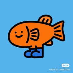 an orange fish with a blue background