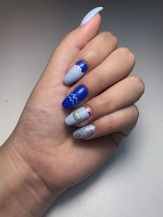 Aquarius Nails Art Zodiac Signs, Aquarius Birthday Nails Acrylic, Astrology Nails