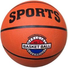 an orange basketball with the words sports's on it and a black stripe around the bottom