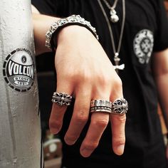 Biker Rings Mens, Silver Heart Jewelry, Biker Lifestyle, Baggy Clothes, Ring Men, Dope Jewelry