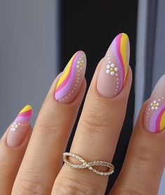 Neon Nail Art Summer, Floral Nail Art Designs, Unusual Nail Designs, Summer Nail Designs, Diy Designs, Gel Nail Art Designs, Ombre Nail Designs