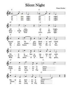 sheet music with the words silent night