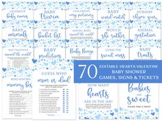 blue baby shower games with hearts and flowers