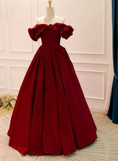 Wine Red Satin Off Shoulder Long Party Dress, A-line Wine Red Sweethea – BeautyDressy Prom Dresses Off Shoulder, Long Party Dress, Long Formal Dress, Color Rush, Sweetheart Prom Dress, Red Evening Dress, Prom Dresses For Sale, Custom Size Dresses, Sweetheart Dress