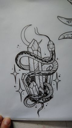 a drawing of a snake on top of a piece of paper with the words crystal space by alex curio