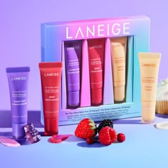 Korean Skincare Sets | LANEIGE Linage Lip Balm, Vanilla Laneige, Laneige Set, Rainbow Skincare, Dream Products