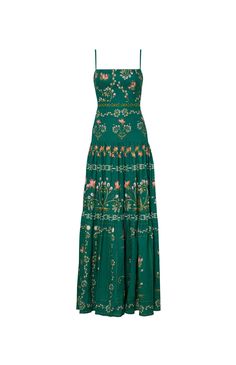 Size: 14 UK Mode Pop, Hyper Feminine, Feminine Dresses, Green Maxi Dress, Embroidered Maxi Dress, Embroidered Linen, Linen Maxi Dress, Drop Waist, Looks Vintage