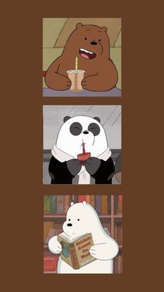 some cartoon characters that are eating food and drinking drinks with one bear holding a candle