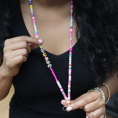 Custom name lanyard is a bead nurse lanyard. This rainbow fun lanyard is special gift for nurse. It can be a badge necklace or badge holder. Colorful lanyards are the perfect addition to your summer jewelry collection. Add some pop color to any outfit when you wear this fun lanyard set. You can choose several length. Extra small: 24'' Small: 30'' Medium: 32'' Large: 34'' W H Y - Y O U ' L L - L O V E - I T ♥ * It's dainty can be worn every day * A special piece you'll treasure * High quality mat Diy Badge Lanyard, Bead Lanyard Diy Badge Holders, Heishi Bead Lanyard, How To Make A Beaded Lanyard, Cute Multicolor Lanyard As A Gift, Cute Multicolor Lanyards As Gift, Cute Multicolor Lanyard As Gift, Cute Multicolor Lanyard For Gifts, Multicolor Personalized Lanyards With Round Beads