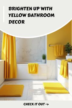 Brighten Up with Yellow Bathroom Decor Golden Wall Art, Mustard Accents, Lemon Bath, Yellow Bathroom Decor, Yellow Words, Sunny Vibes, Yellow Bathroom