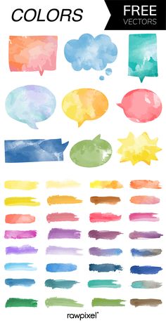 colorful watercolor speech bubbles on white background