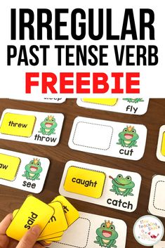 the irregular past tense verbs are shown in this freebie printable game for kids