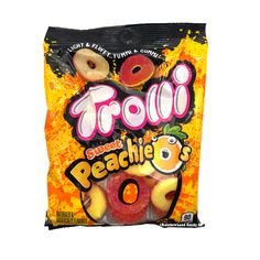 trolly peachie's candy bag on white background