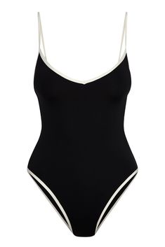 Ravello One Piece - Black/Ivory 80s Swimsuit Vintage, Swimsuits Aesthetic One Piece, Cute 2 Piece Bathing Suits, Classy Bathing Suits, Swimming Suits One Piece, 90s Bathing Suit, One Piece Swimsuit Aesthetic, Swimsuit 2024, Classy Swimsuit